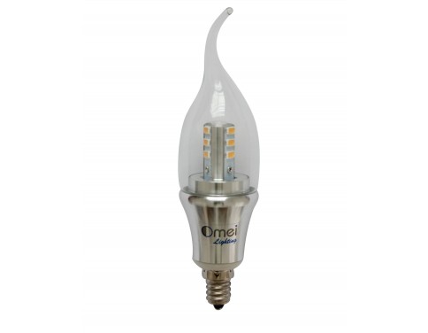 Dimmable OmaiLighting E12 6w LED E12 Candelabra Base Candle Bulb Light Bulbs 60w 60 watt Lamps Bent Flame Tip Bulb With Free Shipping